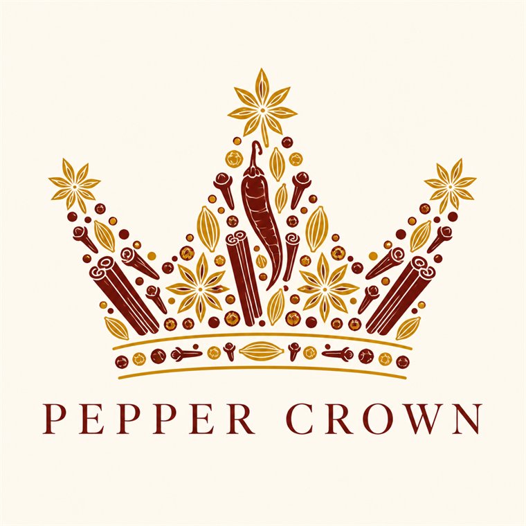 A crown formed from Kerala spices — star anise, cardamom, cloves, cinnamon and peppercorns